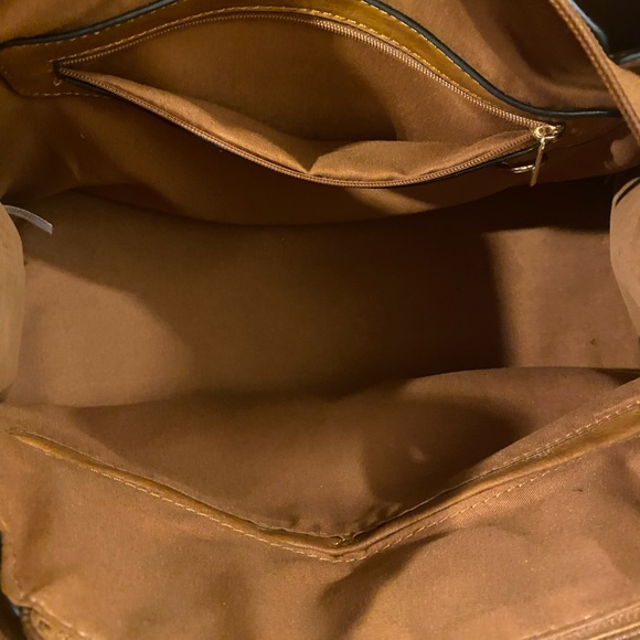 Brown Shoulder Bag with Animal Print Handles - Picture 11 of 13